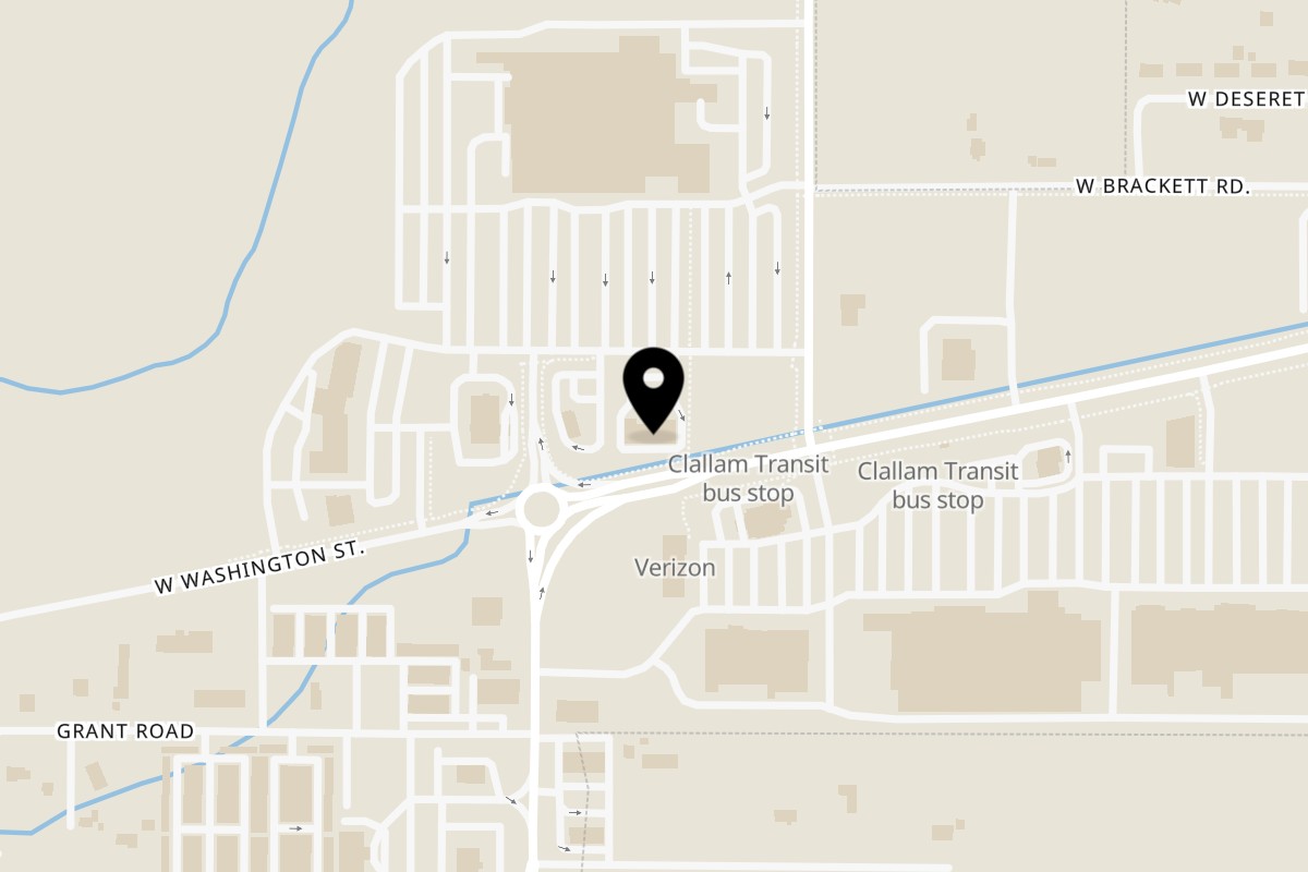 Map showing the location of Koto Teriyaki & Sushi on 1252 W Washington St in Sequim